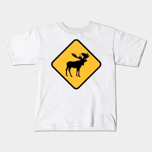 Moose Warning Sign Kids T-Shirt